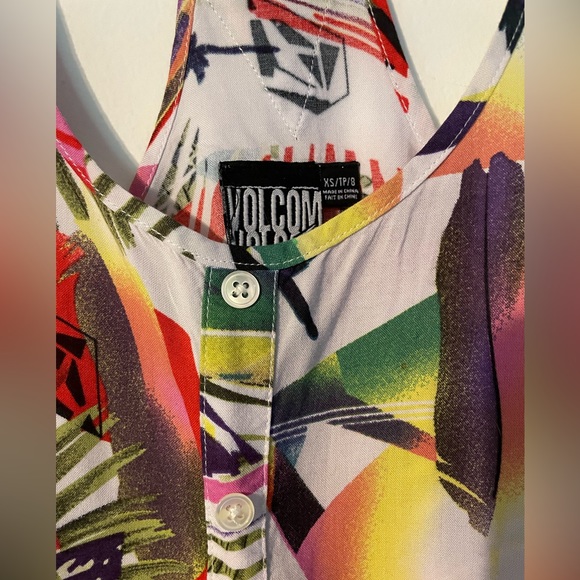 Vintage Volcom tropical feather print button up racer back tank top - Picture 3 of 3